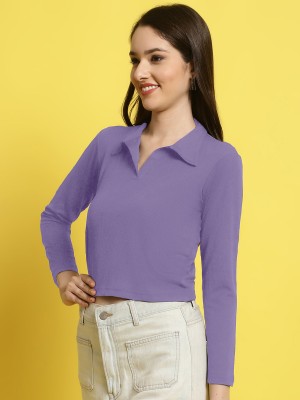 PROVOGUE Casual Self Design Women Purple Top