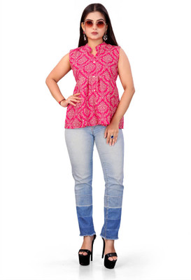 pcdaya Casual Embroidered Women Multicolor Top