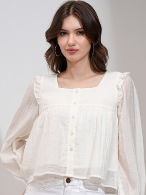 Tokyo Talkies Casual Solid Women White Top