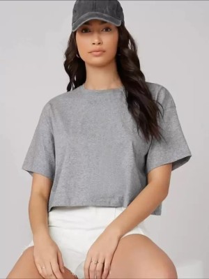 BQF Casual Solid Women Grey Top