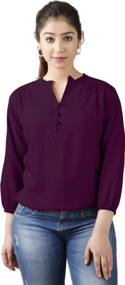 FASHION FALCON Party Polka Print Women Purple Top