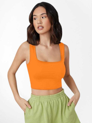 SHAHVEER CREATION Casual Solid Women Orange Top