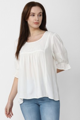 VAN HEUSEN Casual Solid Women White Top