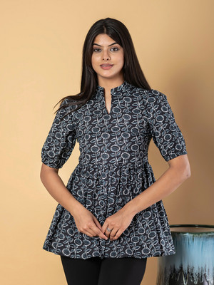 Orni Casual Printed Women Black Top