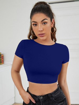 Aahwan Casual Solid Women Blue Top