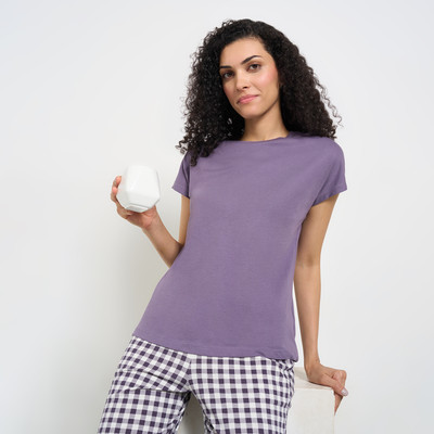 Dreamz by Pantaloons Casual Solid Women Purple Top