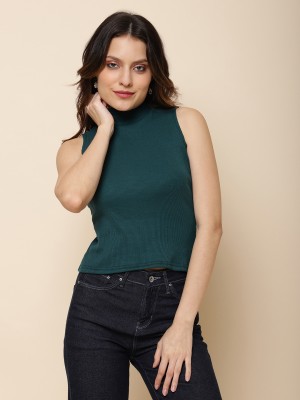 Tenacity Casual Solid Women Green Top