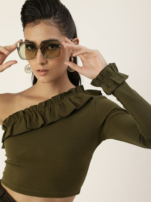 VENI VIDI VICI Casual Solid Women Green Top