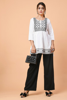 Samiksha Enterprises Casual Embroidered Women White Top