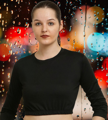 CANIDAE Casual Self Design Women Black Top