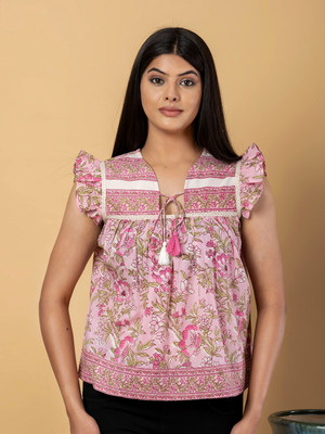 Jaitpuriya fashion Party Floral Print Women Pink Top