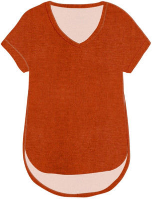 jovo Casual Self Design Women Orange Top