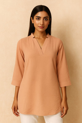 Lines and Checks Casual Solid Women Purple Top