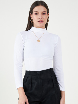 HouseOfCommon Casual Solid Women White Top
