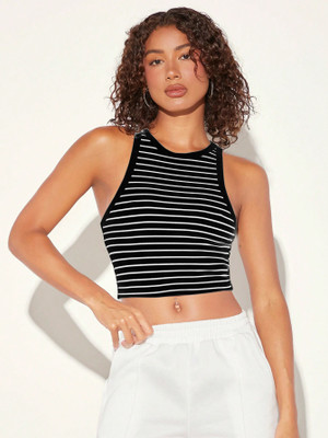 Aahwan Casual Striped Women Black Top