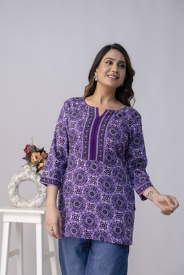 Unmani4U Casual Printed Women Purple Top