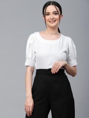 Style Quotient Casual Self Design Women White Top