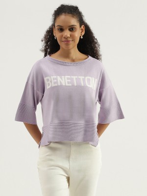 United Colors of Benetton Casual Printed Women Purple Top