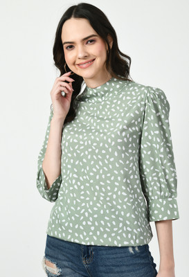 Waylene Casual Printed Women Light Green, White Top