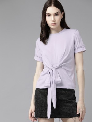 Roadster Casual Solid Women Purple Top