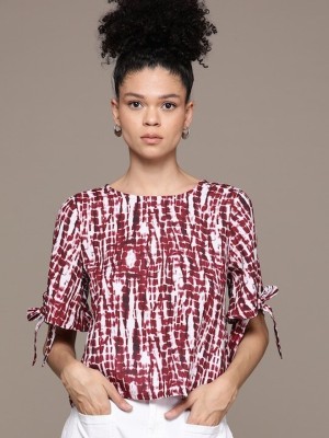 Roadster Casual Printed Women Maroon Top