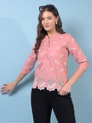CRIMSOUNE CLUB Casual Embroidered Women Pink Top