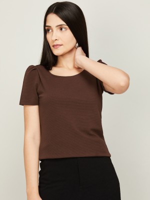 CODE by Lifestyle Casual Solid Women Brown Top