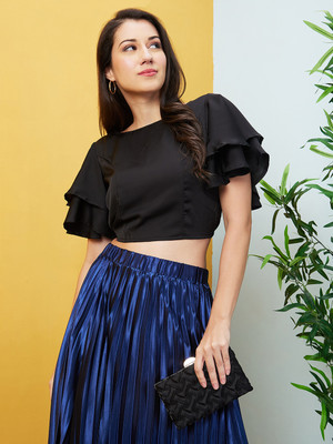 Globus Casual Solid Women Black Top