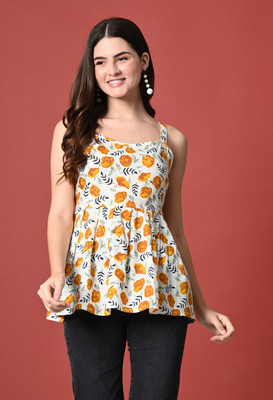 METRONAUT Casual Floral Print Women White Top