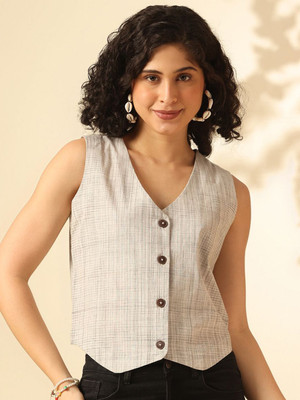 ANOUK Casual Solid Women Grey Top