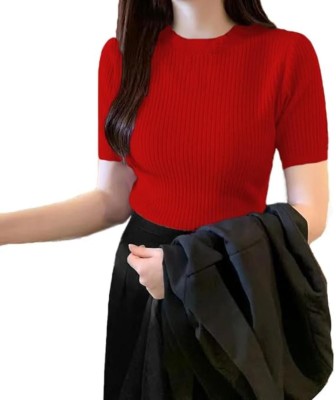 THE BLAZZE Casual Solid Women Red Top