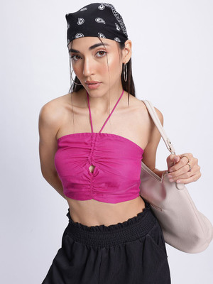 Glitchez Casual Solid Women Maroon Top