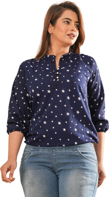 FASHION FALCON Party Polka Print Women Blue Top
