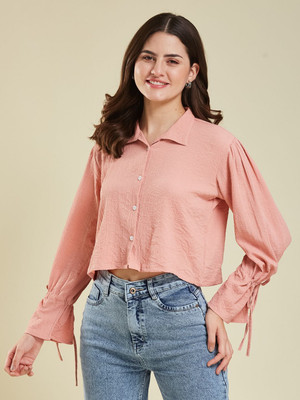 J TURRITOPSIS Casual Solid Women Orange Top