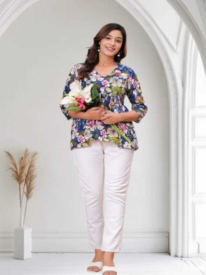 Labhanshi Creation Casual Floral Print Women Multicolor Top