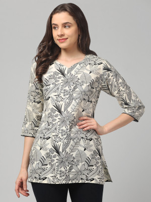 Atiyah Casual Printed Women Beige Top