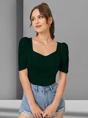 Dream Beauty Fashion Casual Solid Women Green Top