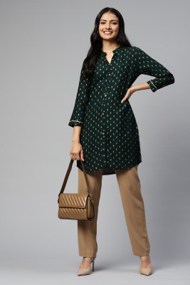 Jyoti Casual Polka Print Women Green Top