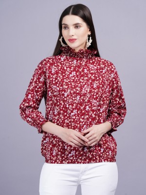 JC4U Casual Printed Women Maroon Top