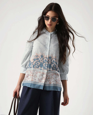 RAREISM Casual Printed Women Blue Top