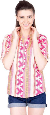 Crosstitch Casual Printed Women Pink Top