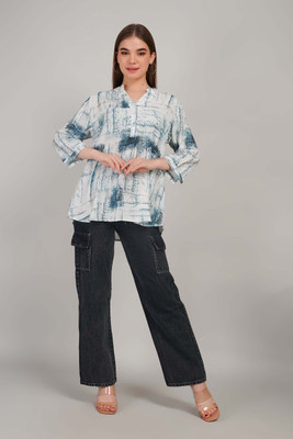 Gul West Casual Printed Women Blue Top