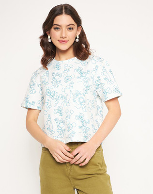 MADAME Casual Printed Women White, Blue Top