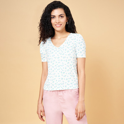 Honey By Pantaloons Casual Printed Women Blue Top