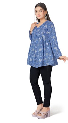 Shree Ganesh Fashion Casual Printed Women Blue Top