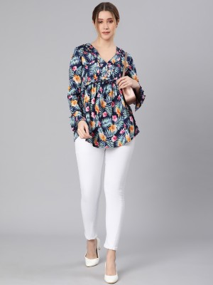 OXOLLOXO Casual Floral Print Women Multicolor Top