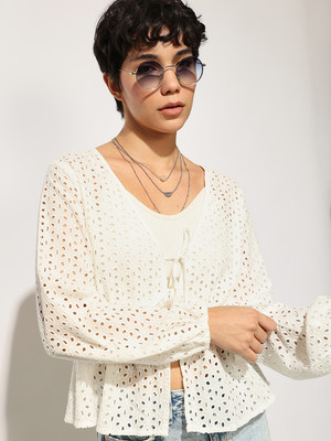 ONLY Casual Self Design Women White Top
