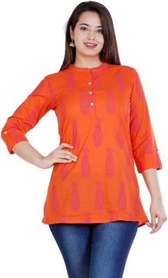 Nnavdha Casual Printed Women Orange, Pink Top