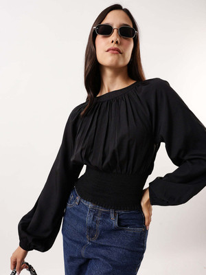 DL Woman Casual Solid Women Black Top