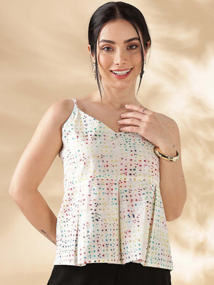 ANOUK Casual Printed Women Beige Top